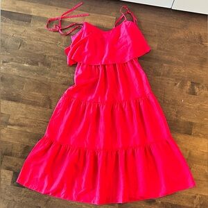 Club Monaco Silk Fuchsia Tiered Maxi Dress - size 8